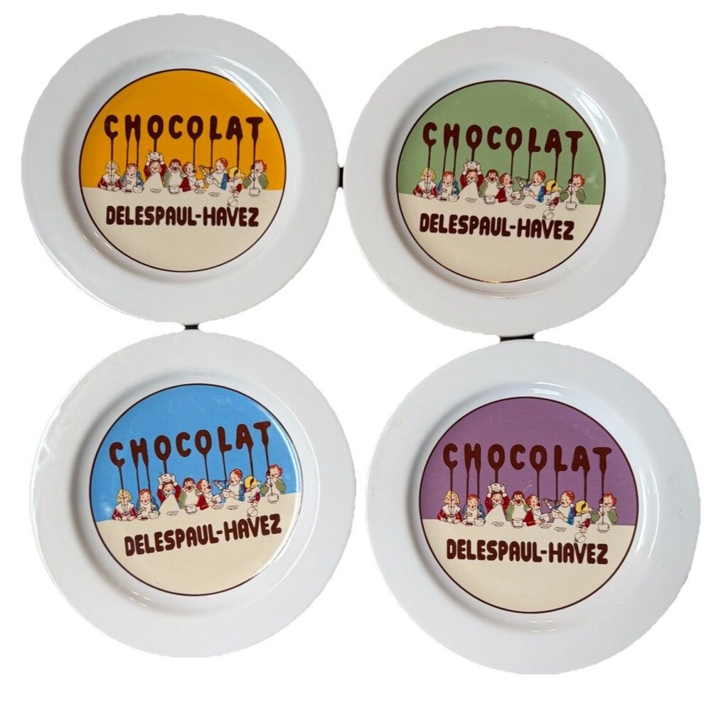Pottery Barn Ceramic Set Of 4 Dessert Plates Chocolat Delespaul - Havez